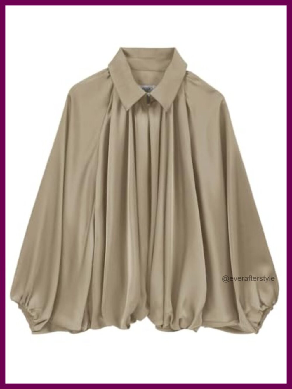 Women's Satin Pleated Bomber Jacket Oversized Batwing Sleeve Zip